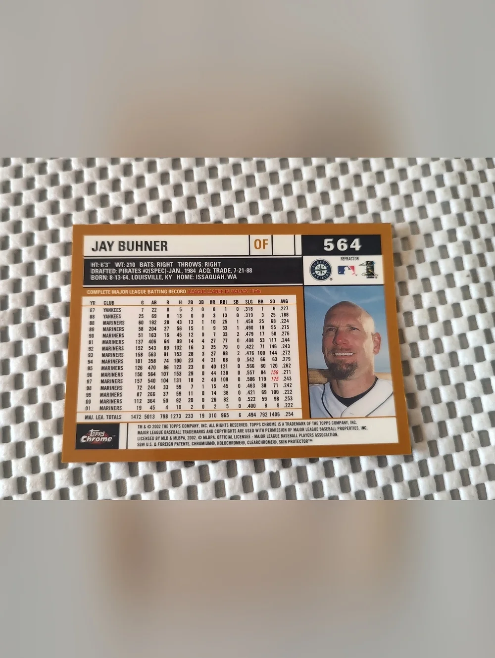 2002 Topps Chrome Jay Buhner As shown Smoke/pet free - Picture 2 of 2